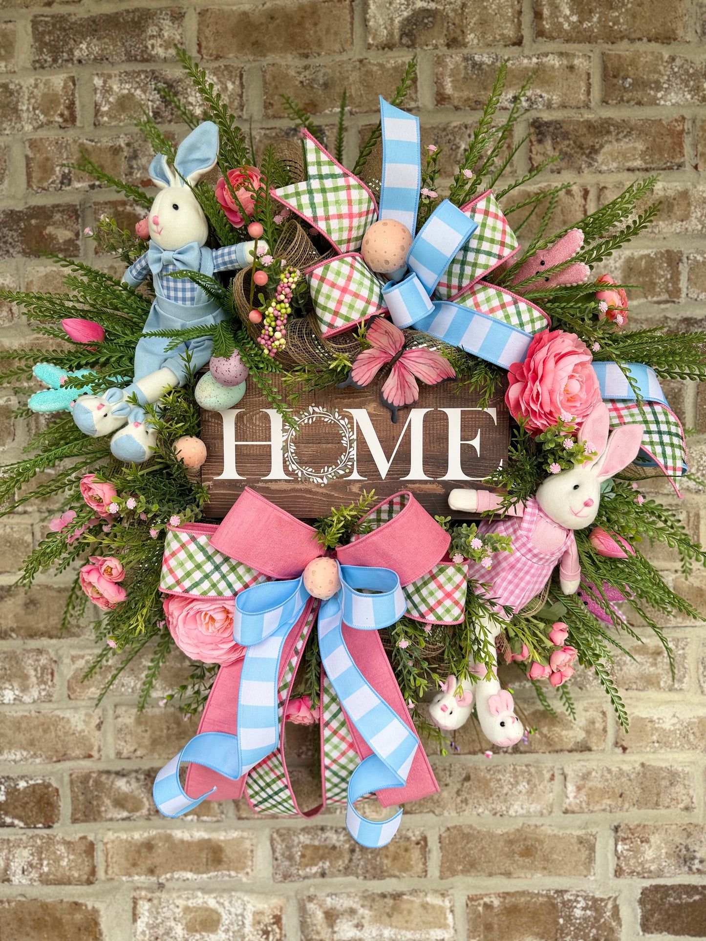 Whimsical Easter Bunny ‘HOME’ Spring Wreath