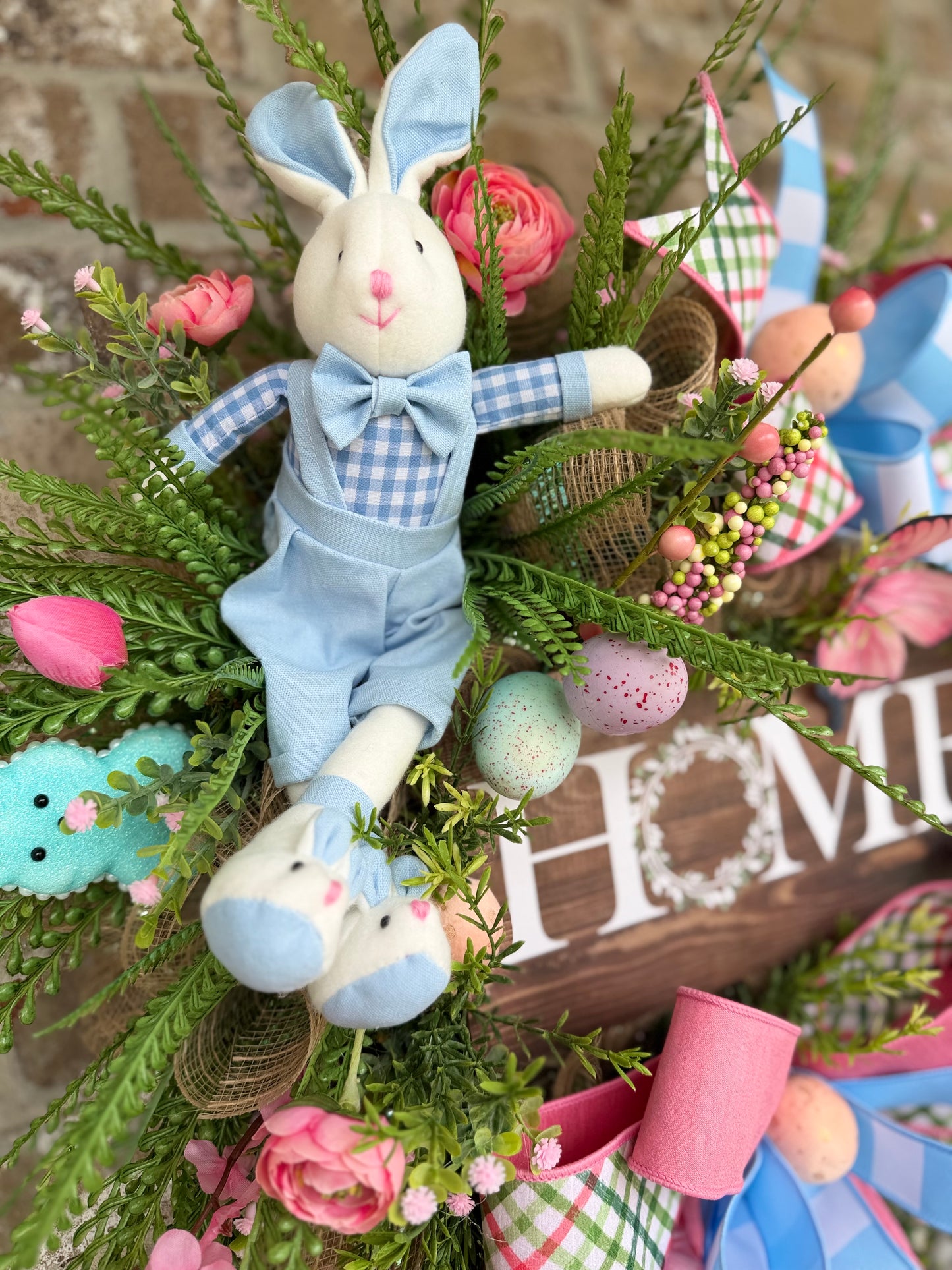 Whimsical Easter Bunny ‘HOME’ Spring Wreath