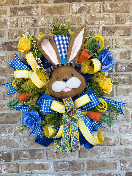 Blue & Yellow Bunny Spring Wreath