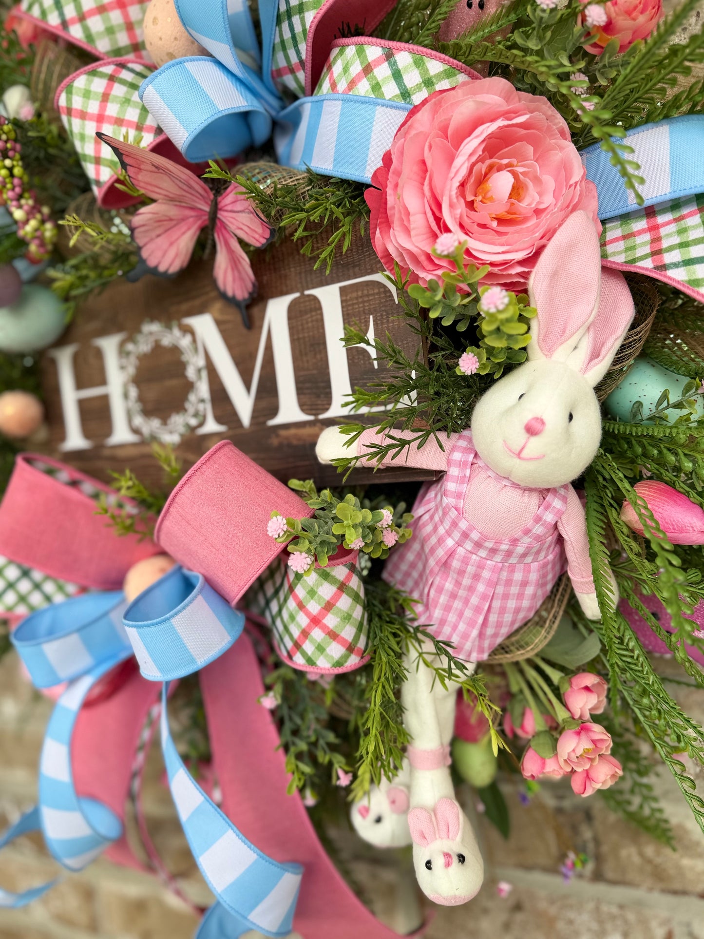 Whimsical Easter Bunny ‘HOME’ Spring Wreath